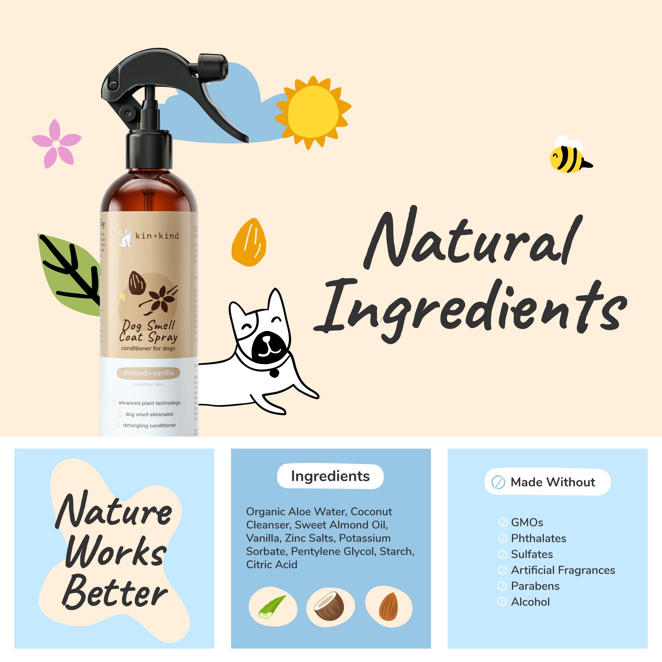Almond+Vanilla Coat Spray for Dog Smells