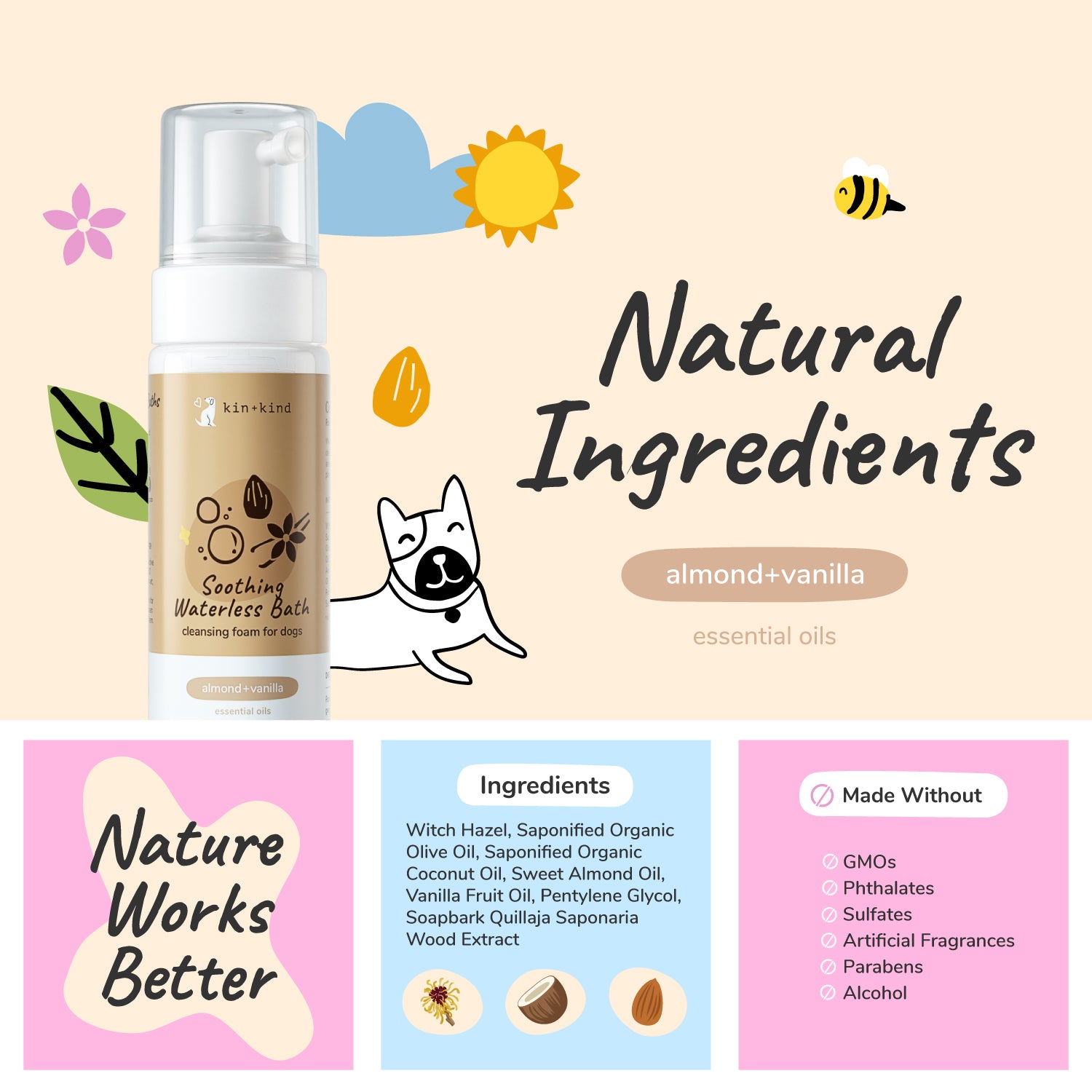 Soothing Almond+Vanilla Waterless Bath for Dogs