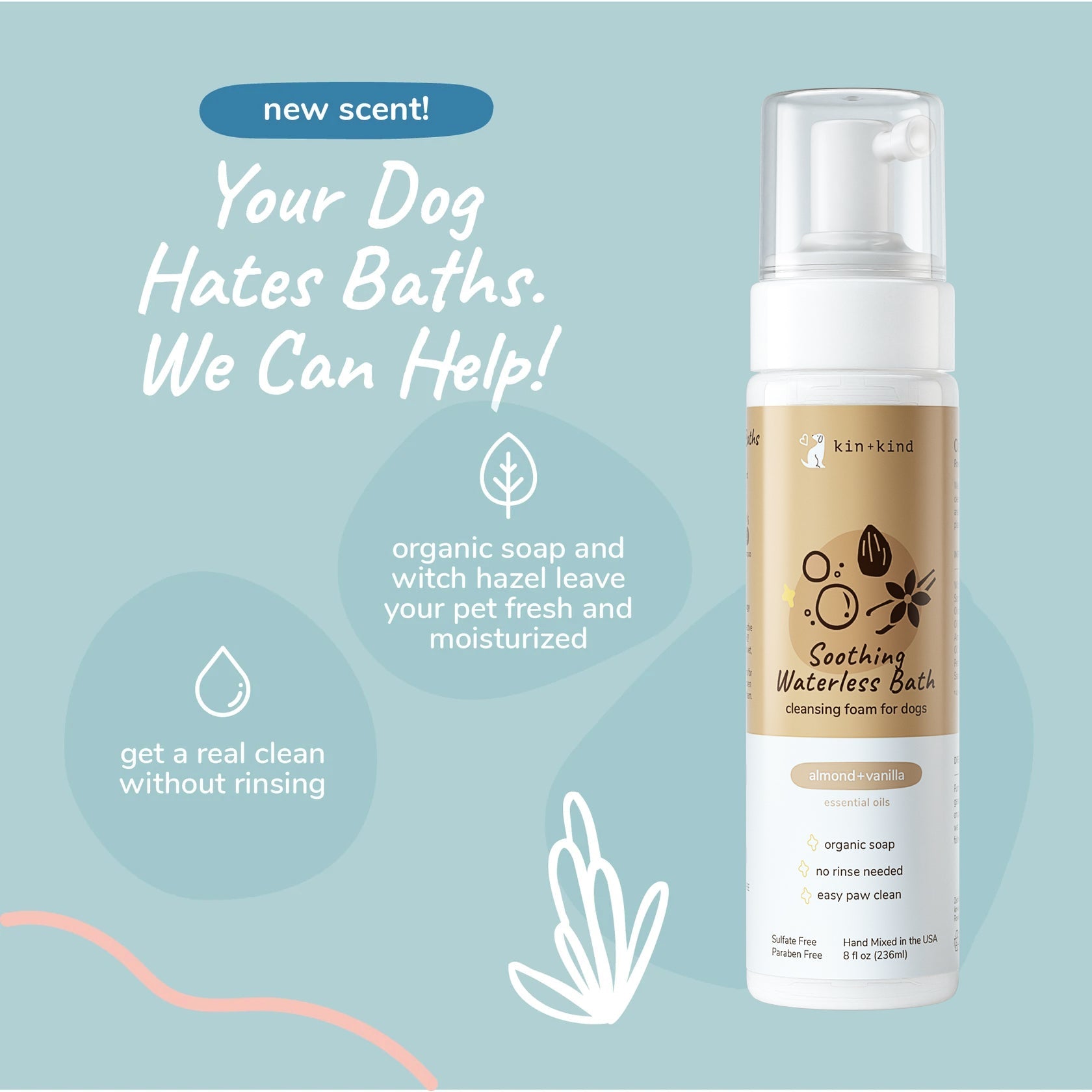 Soothing Almond+Vanilla Waterless Bath for Dogs